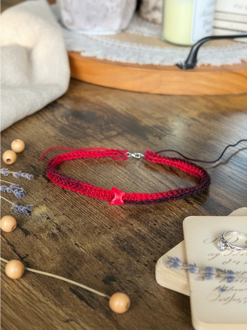 Handmade Red Ombre Star Necklace - Women Jewelry